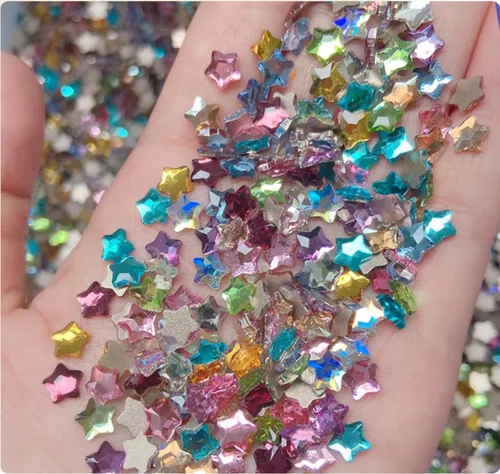 Miniatura 6 de 50 dijes de uñas de estrella de cristal, diamantes de imitación de estrellas 3D, gemas multicolor para arte de uñas, accesorios de uñas, pequeños