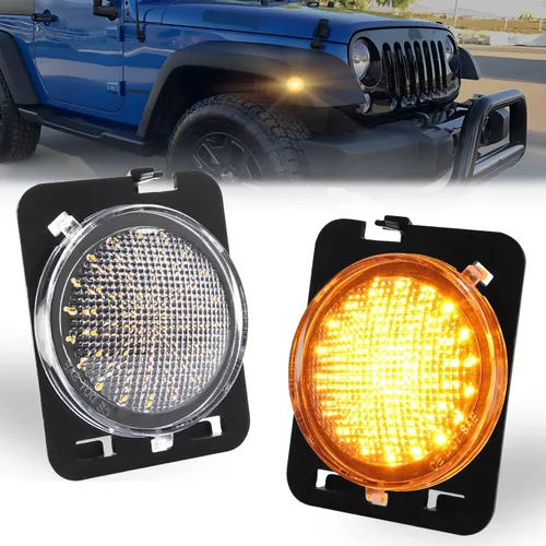 Miniatura 17 de Luces LED secuenciales de marcador lateral para guardabarros delanteros para J-e-e-p Wrangler JK 2007-2019, lámparas de marcador de parachoques