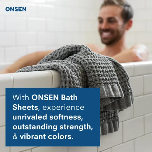 Miniatura 5 de ONSEN Supima® - Toalla de baño de punto gofre, grande, de secado rápido, 100% algodón estadounidense, ligera y absorbente, 38 x 67 pulgadas