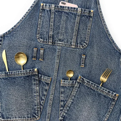 Miniatura 5 de Jeanerlor Delantal de trabajo para mujer y hombre ajustable S-XXL (azul oscuro)