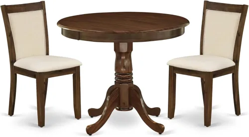Miniatura 15 de East West Furniture ANMZ3-AB6-06 - Juego de mesa y sillas de cocina de 3 piezas contiene una mesa de comedor redonda con pedestal y 2 sillas