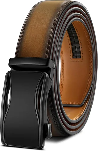 Miniatura 10 de BULLIANT - Cinturón de trinquete para hombre, cinturón de cuero deslizante ajustable para regalo, para vestido casual de hombre, 1 3/8