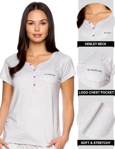 Miniatura 2 de bebe Conjunto de pijama para mujer, camisa de manga corta con pantalones de encaje para mujer