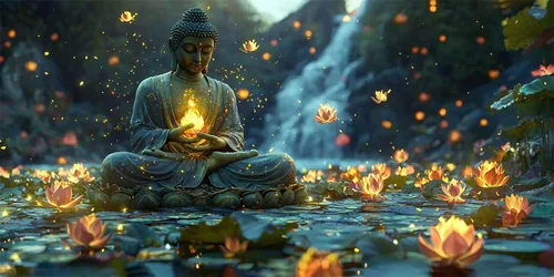 Lotus Statue Diamond Painting Kits for Adults Beginners, 5D Full Drill Diamond Art Kits Gem Art for Home Wall Decor, Rhinestone Embroidery Crafts,