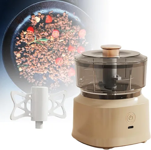 Miniatura 4 de Mini picadora eléctrica de ajo, licuadora de ajo, 11.8 fl oz, herramientas de cocina automáticas a prueba de salpicaduras, picadora de carne