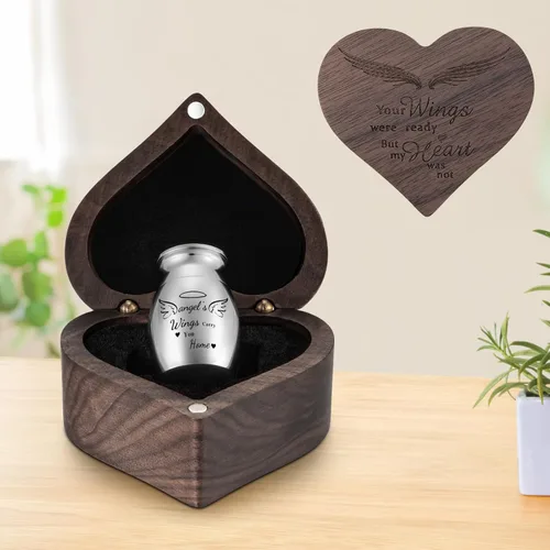 Miniatura 24 de Dletay Mini urnas para cenizas humanas, pequeñas urnas de cremación para hombres y mujeres, recuerdo de cenizas con caja cuadrada de madera de 1.18