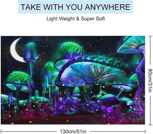 Miniatura 2 de Toalla de playa de hongos gigantes, temática de fantasía de plantas de bosque natural espacial para campamento/baño/toalla de baño para adultos