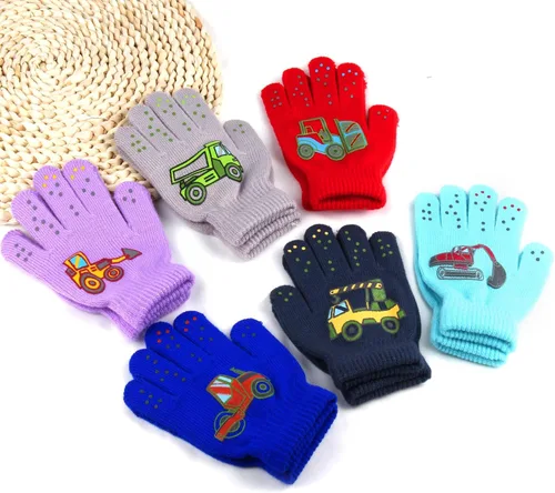 Miniatura 25 de Hicdaw 6 pares de guantes de invierno para niños, guantes de punto elásticos y cálidos para niños o niñas