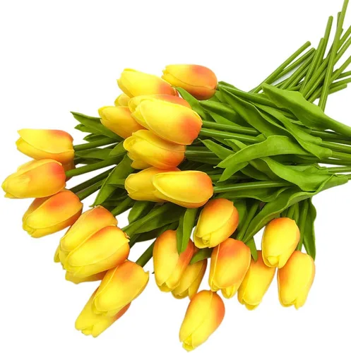 Miniatura 2 de 30 tulipanes artificiales, flores de tacto real, multicolor, tulipanes falsos de Holanda de poliuretano, ramo de tulipanes de látex, flores de látex