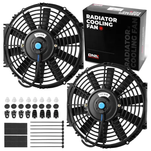 Miniatura 46 de DNA Motoring Ventilador de radiador delgado de refrigeración eléctrica de alto rendimiento de 12 pulgadas con kit de montaje, rojo, 2 piezas