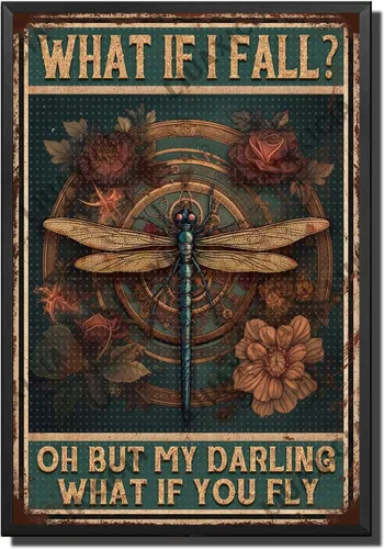 Miniatura 25 de LIUAXICIA Letreros divertidos de metal con texto en inglés «Into The Forest I go to Lose My Mind and Free My Soul Dragonfly», decoración de pared