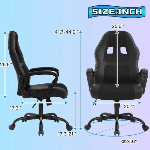 Miniatura 2 de Silla de juegos Silla de computadora de piel sintética con soporte lumbar Sillas de juego de altura ajustable Sillas de escritorio ergonómicas