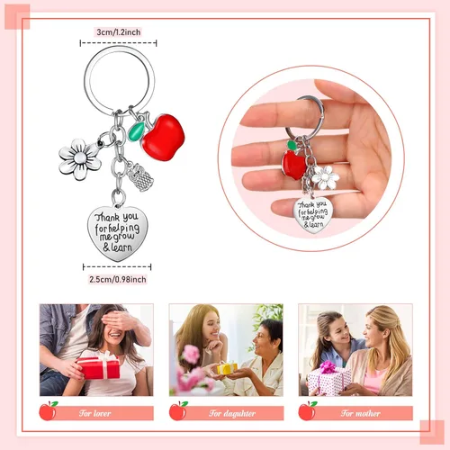 Miniatura 6 de Sureio Juego de 12 piezas de regalo de agradecimiento para profesores, 6 bolsas de cosméticos de maquillaje y 6 llaveros para profesores, regalos
