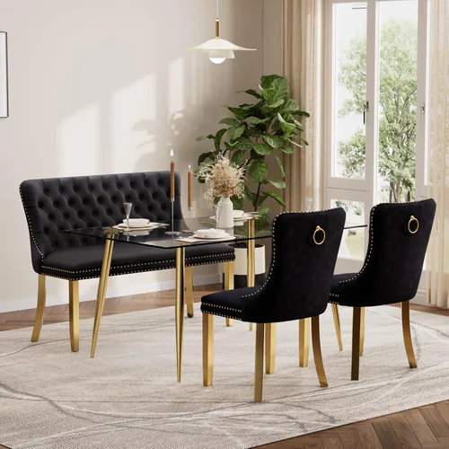 Miniatura 12 de Baysitone Juego de mesa de comedor de vidrio de 51 pulgadas para 4, juego de 5 piezas moderno de comedor, mesa de cocina rectangular de vidrio con 4