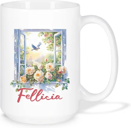Miniatura 11 de Taza personalizada para amantes de los girasoles con nombre, regalos personalizados para amantes de las flores, taza de café de cerámica