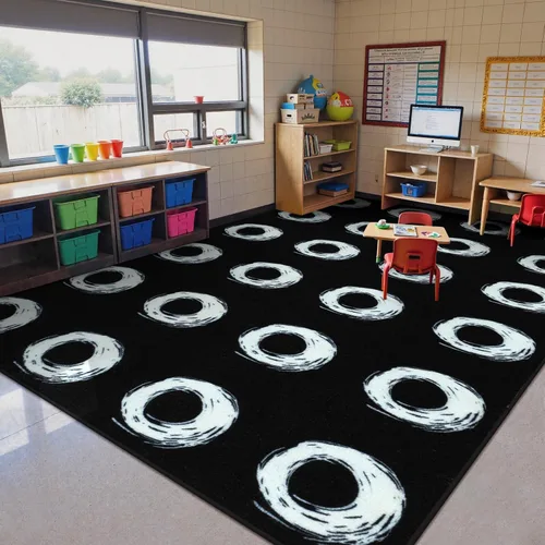 Miniatura 10 de STARUIA Alfombra de aula con cara sonriente de planeta, 5 x 7.6 pulgadas, alfombra educativa circular para aula, preescolar, guardería, alfombra