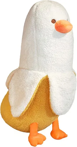 Miniatura 12 de PEACH CAT Lindo Pato de Plátano Peluche Animal de Peluche Pato Chef de Plátano Largo Almohada de Felpa para Niñas y Niños Blanco 12 pulgadas
