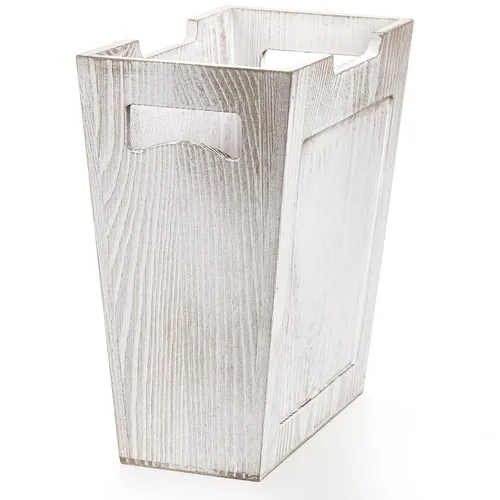 Miniatura 3 de TOPZEA Basurero de madera, papelera de granja con asa, cesta de basura de madera rústica, rectangular, pequeño, decorativo, contenedor de basura