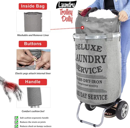 Miniatura 3 de dbest products Carrito de lavandería grande Gris