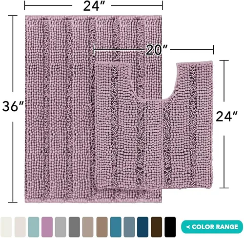 Miniatura 2 de Turquoize Juego de alfombras de baño antideslizantes para baño, alfombras peludas súper absorbentes para bañera, ducha, inodoro, alfombra de baño