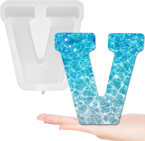 Miniatura 11 de Moldes de letras grandes de 7 pulgadas para resina, molde de fundición epoxi del alfabeto mayúscula 3D de la A a la Z, molde de silicona para velas