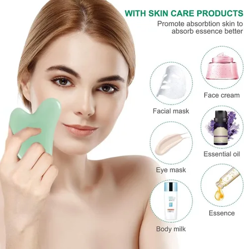 Miniatura 5 de Taube Gua Sha Herramientas faciales Natural Premium Jade Stone Guasha herramienta para masaje corporal facial Tabla de raspar Punto de gatillo