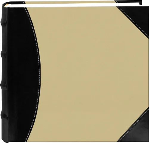 Pioneer álbum de fotos de gran capacidad con tapa de tela cosida y piel sintética, negro sobre beige, Cuero, Multicolor, 1