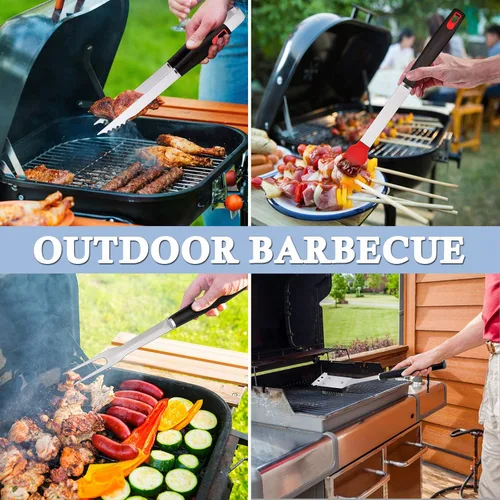Miniatura 6 de HaSteeL Juego de 7 accesorios para parrilla de barbacoa, juego de herramientas de parrilla de acero inoxidable con bolsa de almacenamiento, espátula