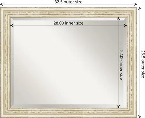 Miniatura 5 de Amanti Art Espejo de pared, espejo de marco de madera blanca lavada para decoración de pared o uso como espejo de baño para sobre el fregadero