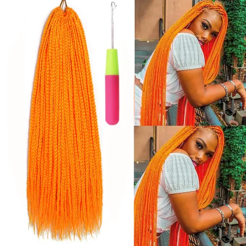 Miniatura 57 de Extensiones de cabello trenzado tipo box de 24 pulgadas, hechas a mano, para mujeres y niñas, extensiones de cabello trenzado, 24#, 3 paquetes, 22