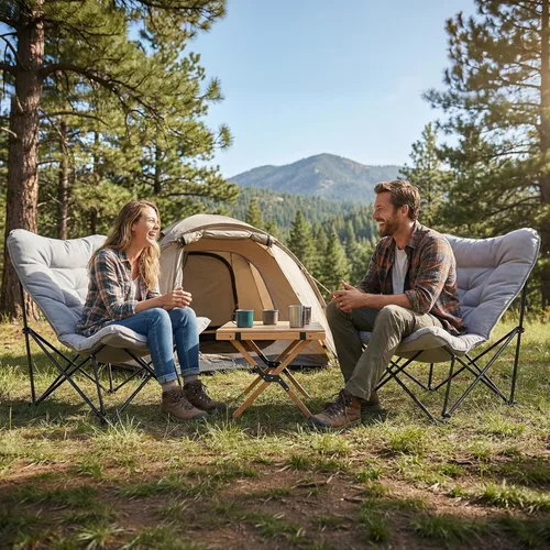Miniatura 8 de Silla de camping acolchada de gran tamaño con respaldo alto, silla plegable y cómoda, silla de mariposa para adultos, césped, patio al aire libre