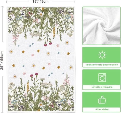 Miniatura 6 de Artoid Mode Toallas de Cocina con Flores Silvestres, Toallas de Cocina de Hojas de 18x26 Pulgadas, Toallas de Mano para Decoración Festiva, Juego