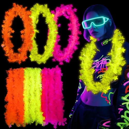 Mega-L - 12 piezas de collar de fiesta que brilla en la oscuridad, suministros de fiesta que brillan en la oscuridad, collar de luz negra