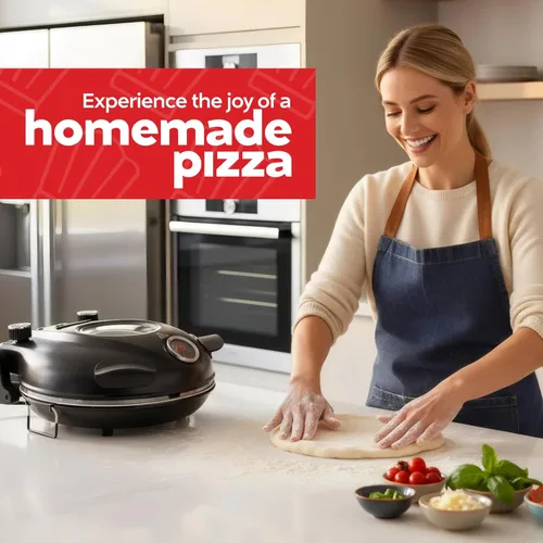Miniatura 8 de MisterChef Horno eléctrico de pizza para interiores, horno de pizza de encimera de 12 pulgadas, calentamiento rápido de hasta 800 °F, máquina