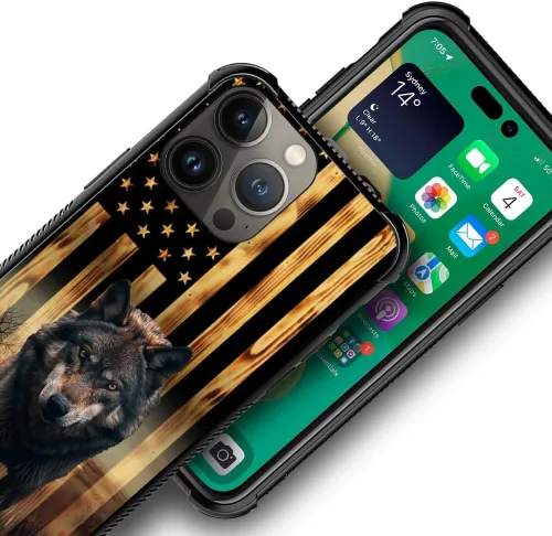 Miniatura 9 de DAIZAG Compatible con iPhone 13 Pro Max, Funda de TPU Protectora Anti-Arañazos Todo En Uno, Fundas para Hombre Mujer - Motivo de Madera Americana