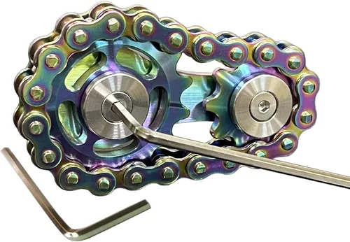 Sprocket Fidgets Cadena de acero inoxidable Fidget Cube Engranajes Engranajes Cadena de bicicleta Novedad Fidget Block Kinetic Desk Metal EDC Focus