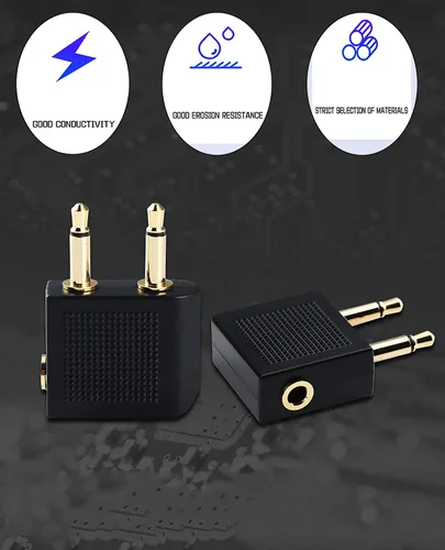 Miniatura 5 de Adaptador de audio dual de 0.138 in macho a hembra para auriculares de avión, adaptador de audio de vuelo compatible con auriculares Sony WH-1000XM3