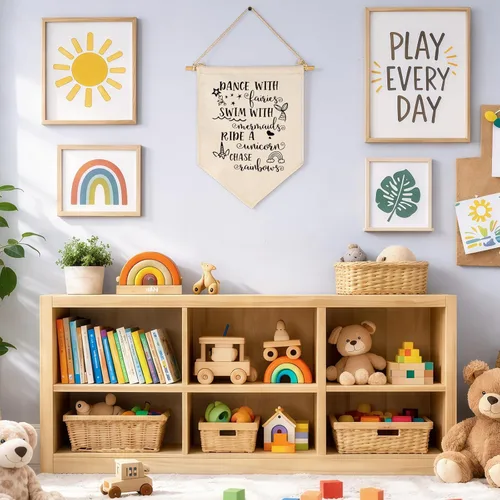 Miniatura 7 de Baila con hadas, nada con sirenas, monta un unicornio, arco iris de persecución, bandera colgante de lona, letrero de pared, regalo para bebés