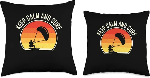 Miniatura 3 de Kitesurf motif equipment Keep Calm and Surf-Kitesurf, almohada de 16 x 16 pulgadas, multicolor