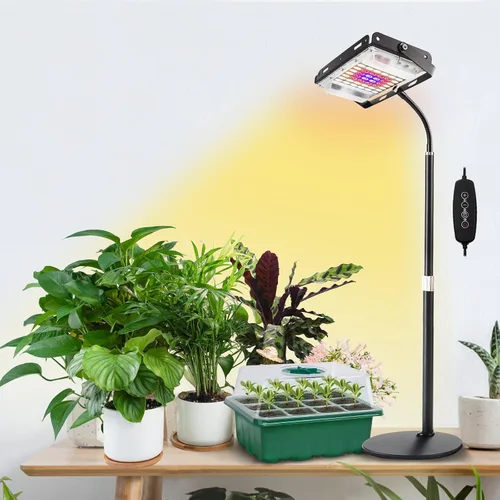 LBW Luz de cultivo para plantas de interior, luz LED de escritorio de espectro completo, lámpara de cultivo pequeña con temporizador de 4 H/8H/12H,