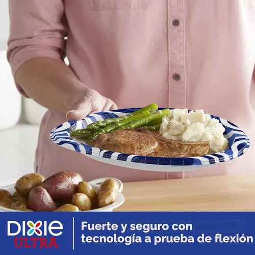 Miniatura 4 de Dixie Platos de papel ultragrandes, 10 pulgadas, 44 unidades, 3 veces más fuertes, resistentes, aptos para microondas, a prueba de remojo