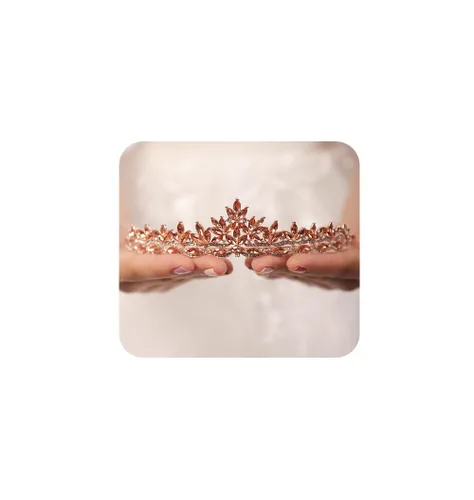 JWICOS Corona de bodas con cristales rojos para mujeres, tiara para novias y damas de honor, accesorio para el cabello para fiesta de soltero,