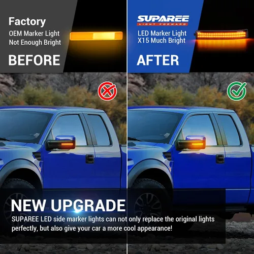 Miniatura 3 de SUPAREE Luces LED Switchback de Señal de Giro para Espejo Lateral Compatibles con Ford F150 2009-2014 2010-2014 Raptor, Lente Ahumado Ámbar
