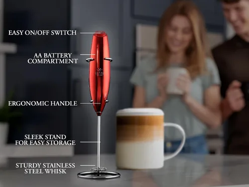 Miniatura 275 de Zulay Milk Boss Espumador de leche potente manual, hace espuma para latte, batidor para mezclar bebidas, café, miniespumador para capuchino, frappé