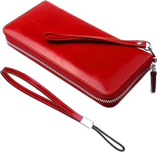 Miniatura 17 de Lavemi Pequeña cartera compacta para mujer, con bloqueo RFID, de piel auténtica, plegable, con ventanas de identificación