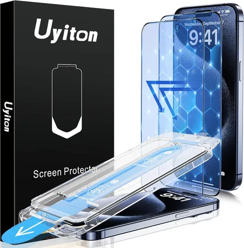 Miniatura 10 de Uyiton Protector de pantalla compatible con iPhone 17 Pro (antiluz azul), fácil de instalar, cobertura completa inastillable, compatible con fundas