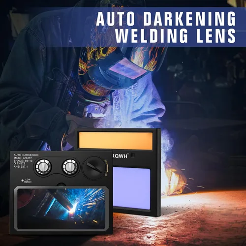 Miniatura 8 de Casco de soldadura TRQWH con lente de soldadura de oscurecimiento solar automático - Tecnología de color verdadero con 2 sensores de arco, rango