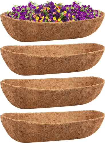 Miniatura 13 de Riare Paquete de 2 forros de fibra de coco de 24 pulgadas para macetas, revestimiento de repuesto de fibra de coco natural para macetas, cesta