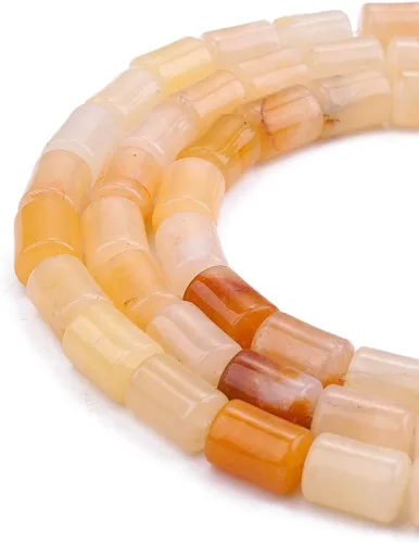 Miniatura 5 de BEADIA Cuentas sueltas de piedra de jade amarillo natural cilíndricas semipreciosas para hacer joyas 10mmx14mm 38cm