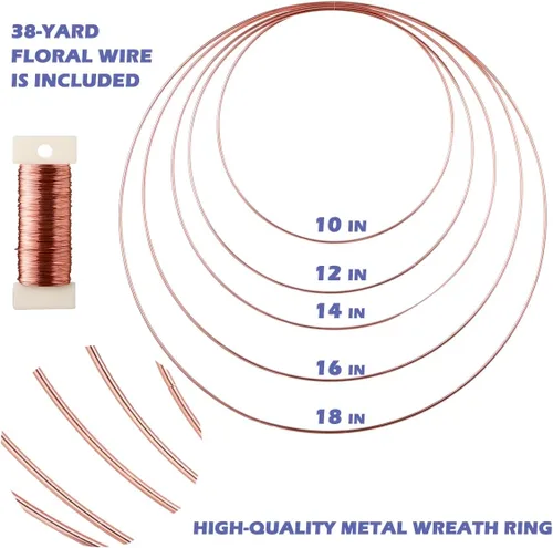 Miniatura 7 de Paquete de 8 anillos de metal para manualidades, anillos de macramé de 18 pulgadas, suministros de atrapasueños, centros de mesa circulares de aro